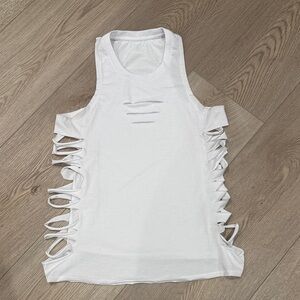 ALO White Sleeveless Top with Side Cutouts